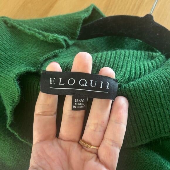 Eloquii Women’s Size 18 / 20 Green Knit Funnel Neck Fitted Sweater Maxi Dress - Picture 5 of 11